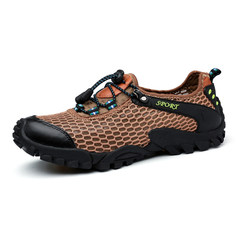 Summer and summer breathable men's shoes, men's casual sports shoes, extra large net shoes, outdoor mountaineering, running shoes, breathable Brown 5088