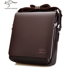 Genuine new bag leisure Men Leather Handbag bag business men's Briefcase Bag Cross section black trumpet