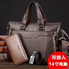 Business man bag shoulder bag handbag Crossbody Bag cross section computer leisure trend of Korean men with large capacity Dark brown bag + BELT + bag