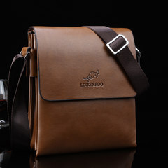 2017 new men kangaroo male package bag shoulder bag business casual bag leather satchel BAG vertical boom bag Brown trumpet