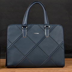 New men's bags, large Plaid handbags, business men's briefcase, leather casual, cross section computer bag 769-5