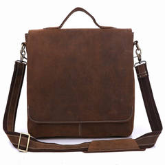 Foreign trade retro male bags, single shoulder oblique imports, leather head layer, cowhide business bag, notebook computer bag, hand bag Dark brown &lt; natural leather &gt;