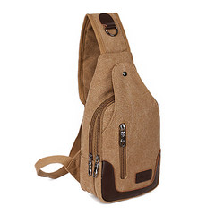 Bag 2017 new style men`s breast bag canvas bag messenger bag men`s bag single shoulder bag strapless small backpack leisure belt ZC khaki color