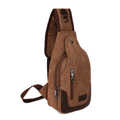 Bag 2017 new style men`s breast bag canvas bag satchel messenger bag men`s bag single shoulder bag strapless small backpack leisure Fanny pack ZC coffee ·