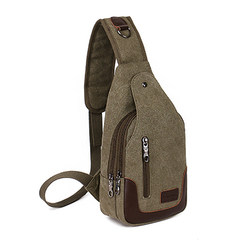 Bag 2017 new style men`s breast bag canvas bag messenger bag men`s bag single shoulder bag strapless small backpack leisure belt ZC green