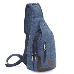 Bag 2017 new style men`s breast bag canvas bag messenger bag men`s bag single shoulder bag strapless small backpack leisure belt ZC cartoon. Dark blue