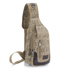 Bag 2017 new style men`s breast bag canvas bag messenger bag men`s bag single shoulder bag strapless small backpack leisure belt ZC cartoon. khaki