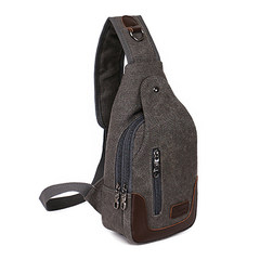 Bag 2017 new style men`s breast bag canvas bag messenger bag men`s bag single shoulder bag strapless small backpack leisure belt ZC gray
