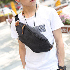 2017, the new Korean version of men's bags, small bags, outdoor sports bags, chest bags, men's canvas chest bag, purse Washed black - send gifts