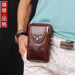 Dimensional Korean version of the original layer of leather, men's waist belt, vertical 5.5 inch 6 inch leather mobile phone Purse Coffee No. 1 -17 cm