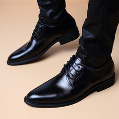 The new trend of men's business casual dress shoes mens pointed increased Korean Mens autumn Increased in black