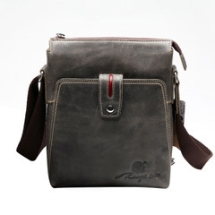 Leather Bag New Retro casual male crazy horse Baotou imported leather layer diagonal male bag in bag bag Bluish grey