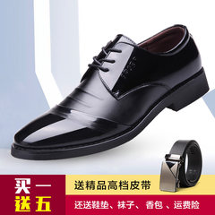 The young man pointed shoes male Korean business suits black patent leather shoes casual cool summer new Black 9852 regular