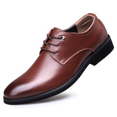 The young man pointed shoes male Korean business suits black patent leather shoes casual cool summer new Light brown 8017 ordinary paragraph