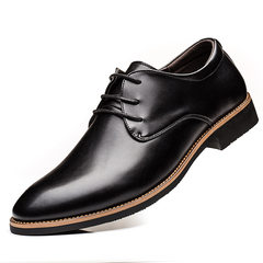 The young man pointed shoes male Korean business suits black patent leather shoes casual cool summer new Black 1682