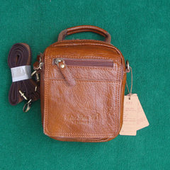 NATURAL COLOR lovely foreign trade genuine men's leather business leather, mini oblique shoulder bag B