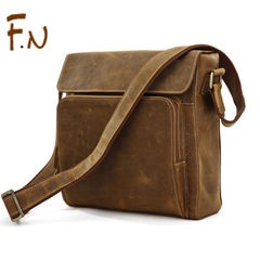 Head layer cowhide leather hand bag men and men's business casual bag retro Crazy Horse Leather Crossbody Bag Vintage Brown
