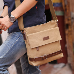 And Yi Vintage single shoulder bag handbag business men outdoor sports satchel canvas briefcase Khaki (upgrade)