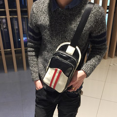 2017 new men's chest bag Korean small backpack shoulder stripe personality Metrosexual outdoor leisure Xiekua package bag Black with red stripes