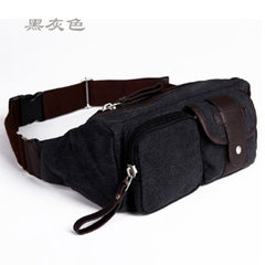 Men's pocket casual canvas bag, Korean version, shoulder pack, shoulder bag, chest bag, multifunctional tide bag, satchel 2119 black grey