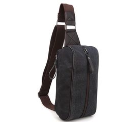 Trend of Korean men's canvas SATCHEL BAG BAG chest leisure Xiekua package outdoor sports bag luggage ride Dark black (canvas)