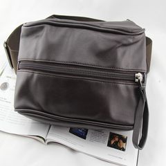 Trend of Korean men's canvas SATCHEL BAG BAG chest leisure Xiekua package outdoor sports bag luggage ride Brown (PU cortex)