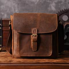 Europe crazy horse leather hand bag vintage old Messenger Bag Shoulder Messenger original leather backpack Vintage Brown