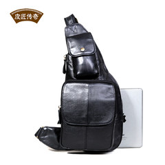Leather Metrosexual chest pack new men's diagonal Baotou cowhide bag leisure men's leather bag chest of Japan and South Korea 803176-2 black