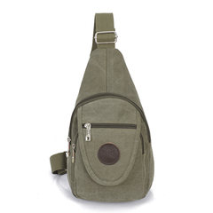 Large capacity men's chest bag, canvas shoulder bag, Korean men's bag, breast bag, men's sport riding bag tide Army green (668)