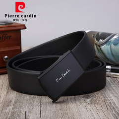 Pierre Cardin men's leather belt buckle belt automatic business casual men head layer cowhide genuine belt. 120cm