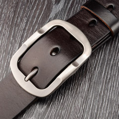 Men's belt buckle leather belt leather casual male head layer of cow leather belt young male male leather belt 105cm