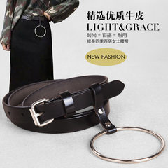 Large ring belt female leather trim fine casual fashion jeans with a simple all-match Korean female buckle belt 105cm