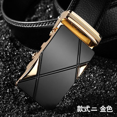 Men's belt leather belt buckle automatic male youth leisure business trend of Korean all-match cattle leather belt Style two (008 gold without logo) 120cm