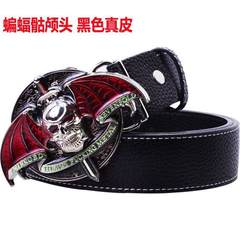 Men's leather bat skull personality of young students. Head belt buckle belt sword inserted smooth Metrosexual
