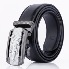 2017 new men's casual men's belt buckle crocodile automatic leather belt two layer leather belt width E8