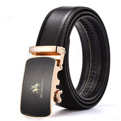 Leather belt, male leather, automatic buckle, men's leather, youth leisure belt, business cowhide soft trouser tide one Paul 183 120cm