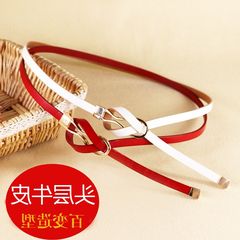 Top layer calfskin leather belt, 1CM decorative dress, knotted sweater, Korean fashion shirt, leather skirt, belt 3 yuan for 99 yuan 108CM