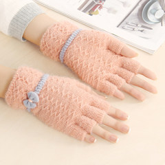 Lovely knitted sweater, gloves, madam, new winter style, half finger missing, refers to students writing half, finger gloves, warmth