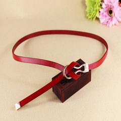 Top layer calfskin leather belt, 1CM decorative dress, knotted sweater, Korean fashion shirt, leather skirt, belt Chinese Red 108CM