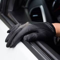Men's leather gloves in winter riding a motorcycle driver for goatskin thin touch-screen hand thick mesh repair
