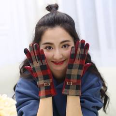 New autumn and winter wool gloves, female Korean version of thin, warm fingers, refers to cashmere gloves thickening, touch screen riding