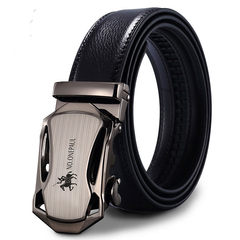 Leather belt, men's leather automatic buckle belt, men's leather leisure youth business middle-aged trousers to send dad Chao 1 Paul 01 120cm