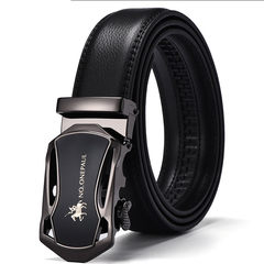 Leather belt, men's leather automatic buckle belt, men's leather leisure youth business middle-aged trousers to send dad Chao 1 Paul 17 120cm