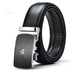 Leather belt, men's leather automatic buckle belt, men's leather leisure youth business middle-aged trousers to send dad Chao 1 Paul 182 120cm