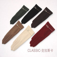 Simple, classic ladies, wool, cashmere gloves, autumn and winter, warm, cold, touch screen belt