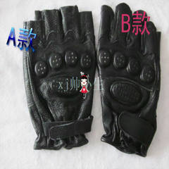Men's leather gloves half finger nail cool exercise no nail leather Half Finger Gloves dance