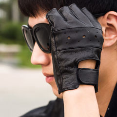 Wear resistant drive special anti slip breathing dew refers to thin tactical men's leather gloves, semi fingers