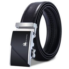 Leather belt, men's leather automatic buckle belt, men's story, cowhide leisure youth business middle-aged trousers to send dad Chao 1 Paul 62 125cm