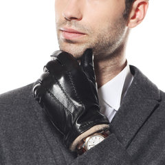 Very nice leather, imported sheepskin, men's leather gloves, winter warm knit wool lining