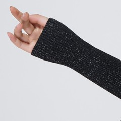 Long gloves, women's winter arms, arms, sleeves, half fingers, warmth, thickening knitted wool, false sleeves, autumn black silk.